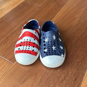 Native Kids Shoes in Red, White, and Blue